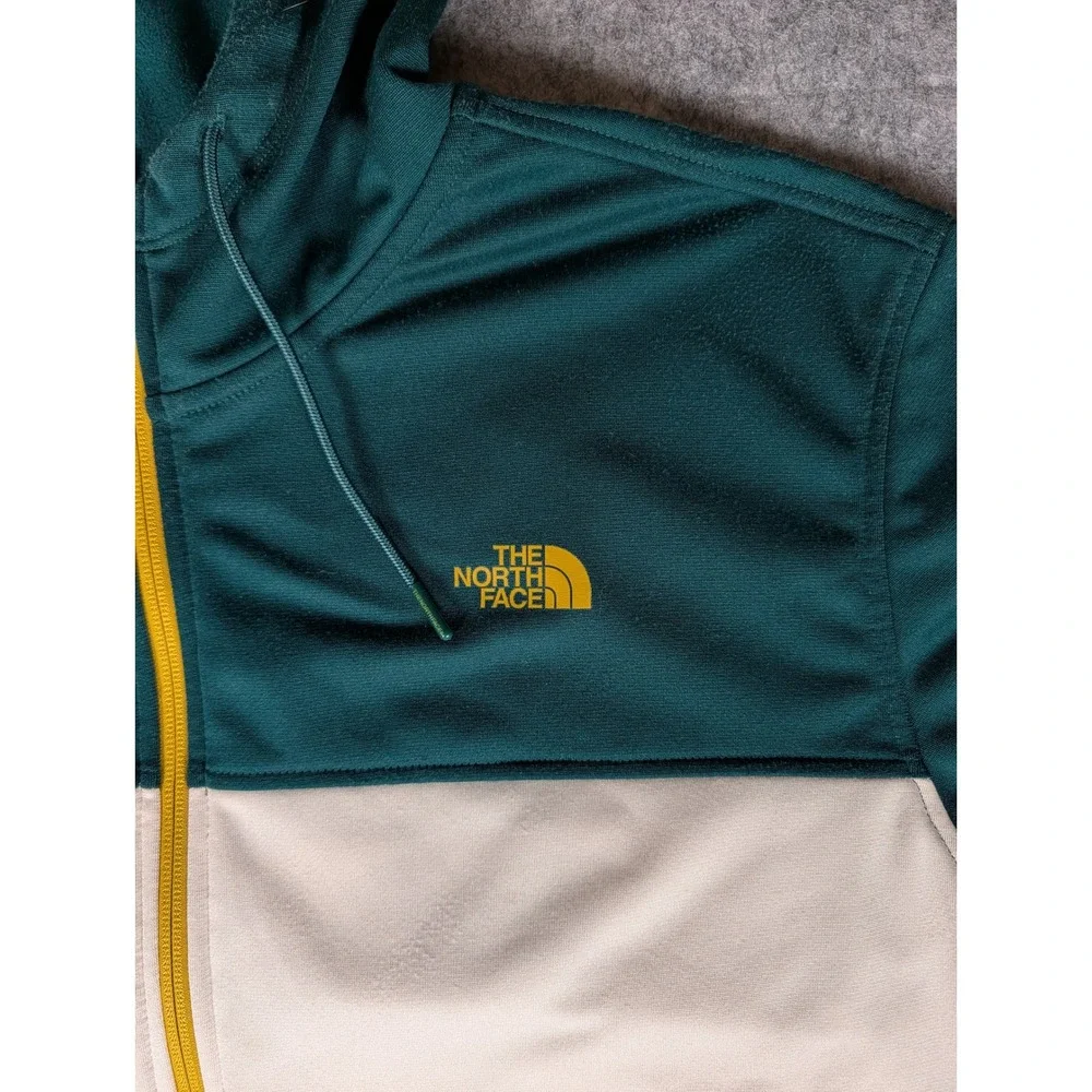 The North Face Mens Full Zip Hoodie Green Cream Colorblock Track Jacket XXL